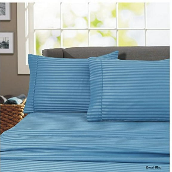 Hotel 600 Thread Count 100% Egyptian Cotton Quality Striped Sheet Set (Twin, Teal)