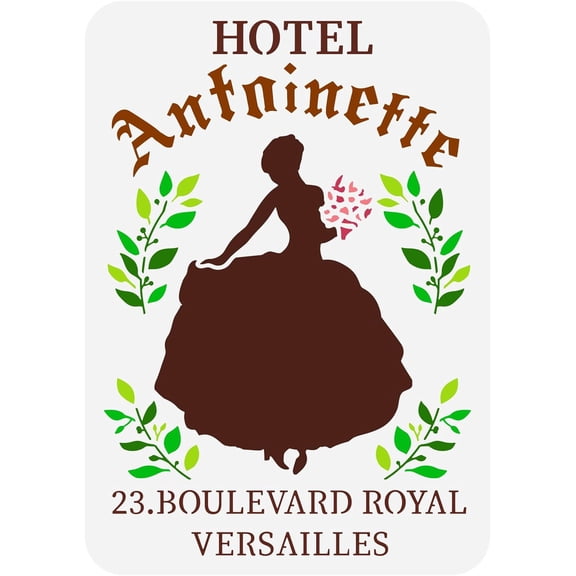 Hotel Antoinette French Style Stencil 8.3x11.7inch Reusable French Female Silhouette Painting Templates Woman with Flower Leaf Stencil