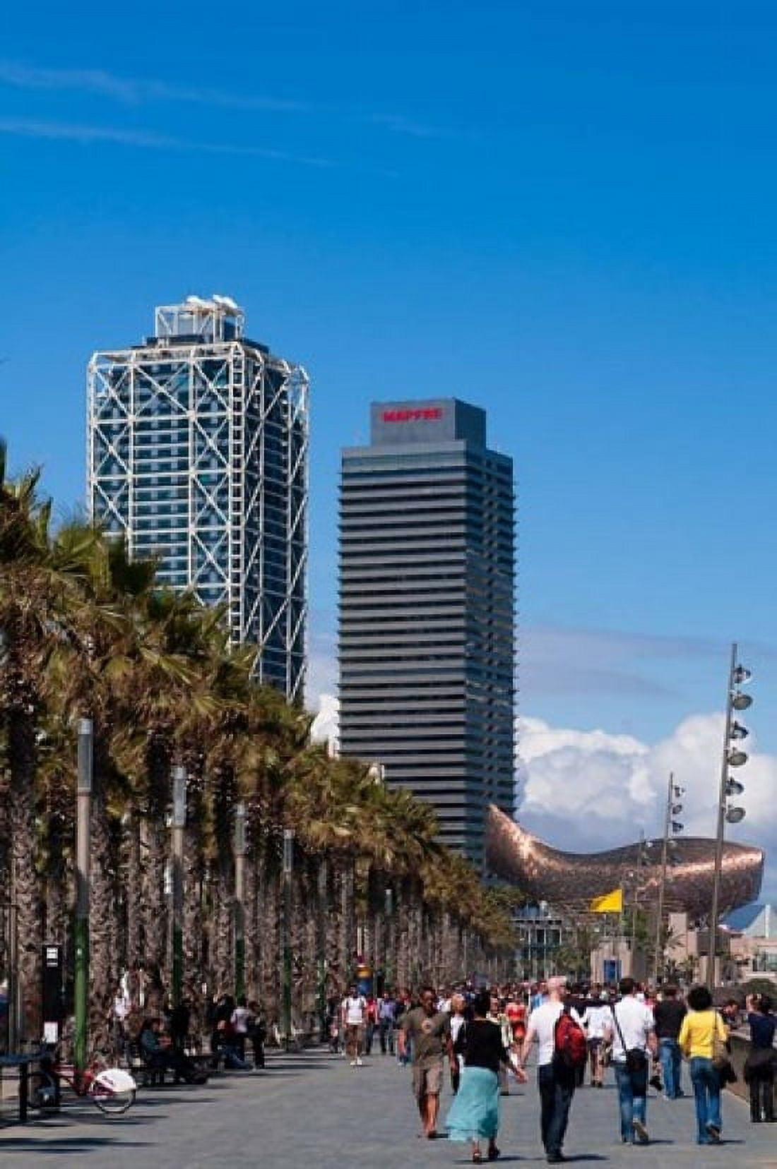 Hotel Arts and Mapfre Tower La Barceloneta Beach Barcelona Spain Canvas Art - Sergio Pitamitz DanitaDelimont (11 x 17)