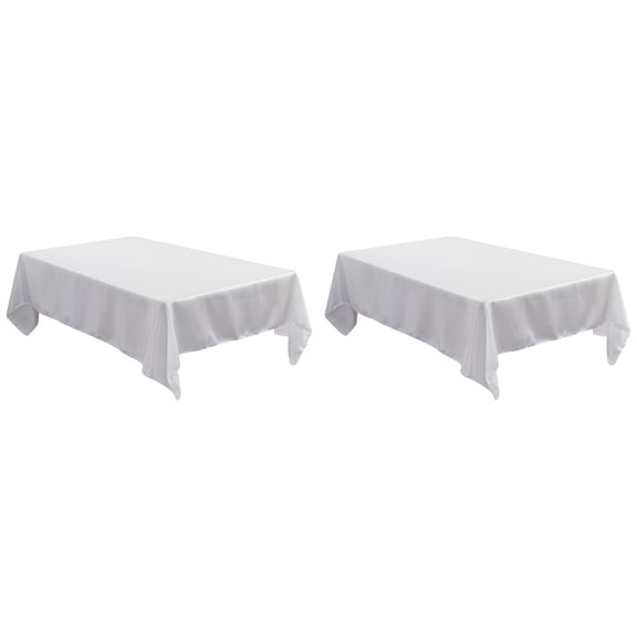 Hotel Banquet Wedding Scene Solid Color Rectangular Smooth Satin Table Cloth Satin Table Cloth Satin Table Cloth Bleach White, 120.08x57.09 inch, White 2PCS