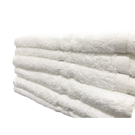 Hotel Bath Towels 24x48 Soft Open Ended Cotton Double Cam - White - 12 Pcs