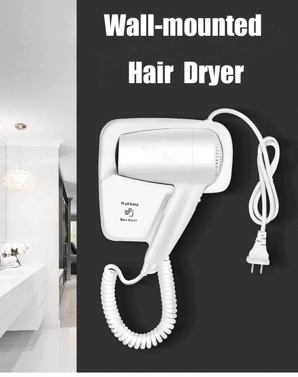Hotel Bathroom Home Bathroom Hair Dryer Dry Skin Hanging Wall Mount Hair Dryer