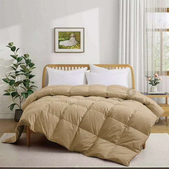 Hotel Bedding Comforter Twin Size, Duvet Insert, Quilted Comforter with Corner Tabs, All Season Lightweight Quilt, Down Alternative Hotel Comforter Twin Size 68X90 Beige