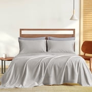 Hotel Brand 1000 Thread Count 6-Piece Extra Deep Pocket Super Soft Sheet Set Fit Upto 22 Inches Deep Pocket, Solid Pattern, 100% Egyptian Cotton @ 'hotellinen' Full, Silver Grey