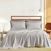Hotel Brand 1000 Thread Count 6-Piece Extra Deep Pocket Super Soft Sheet Set Fit Upto 22 Inches Deep Pocket, Solid Pattern, 100% Egyptian Cotton @ hotellinen King, Silver Grey