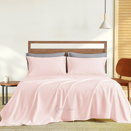 Hotel Brand 1000 Thread Count 6-Piece Extra Deep Pocket Super Soft Sheet Set Fit Upto 22 Inches Deep Pocket, Solid Pattern, 100% Egyptian Cotton @ 'hotellinen' (California King, Peach)