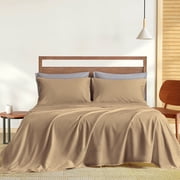 Hotel Brand 1000 Thread Count 6-Piece Extra Deep Pocket Super Soft Sheet Set Fit Upto 22 Inches Deep Pocket, Solid Pattern, 100% Egyptian Cotton @ 'hotellinen' California King, Taupe