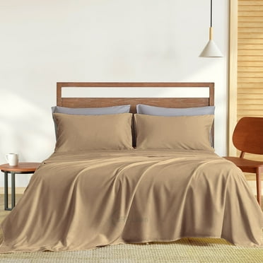 Hotel Brand 1000 Thread Count 6-Piece Extra Deep Pocket Super Soft Sheet Set Fit Upto 22 Inches Deep Pocket, Solid Pattern, 100% Egyptian Cotton @ 'hotellinen' (Twin, Taupe )
