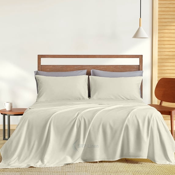 Hotel Brand 1000 Thread Count 6-Piece Extra Deep Pocket Super Soft Sheet Set Fit Upto 22 Inches Deep Pocket, Solid Pattern, 100% Egyptian Cotton @ 'hotellinen' (Twin-XL, Beige)