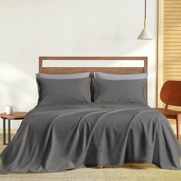 Hotel Brand 1000 Thread Count 6-Piece Extra Deep Pocket Super Soft Sheet Set Fit Upto 24 Inches Deep Pocket Solid, 100% Egyptian Cotton @ 'hotellinen' (Queen, Dark Grey)