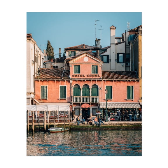 Hotel Canal, Venice - Venice Veneto Italy Photography Architecture Gondola Italian Cityscape Water Travel Poster Cafe Unframed Wall Art Print 6 x 8 inches