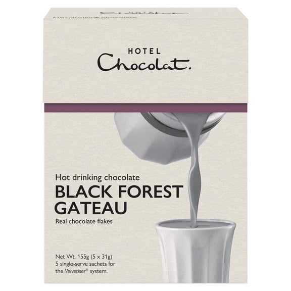Hotel Chocolat Hot Drinking Chocolate Black Forest Gateau 5 x 31g, Imported from Britain
