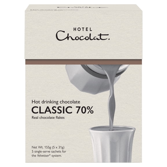 Hotel Chocolat Hot Drinking Chocolate Classic 70% 5 x 31g, Imported from Britain