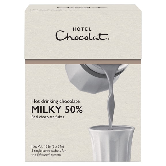 Hotel Chocolat Hot Drinking Chocolate Milky 50% 5 x 31g, Imported from Britain