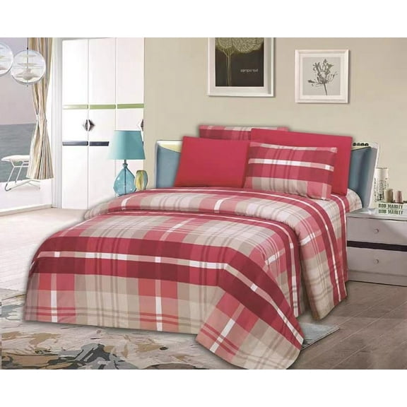 Hotel Club 1800 Super Soft 4-Piece Print Red Sheet Set (Twin, Tommy)