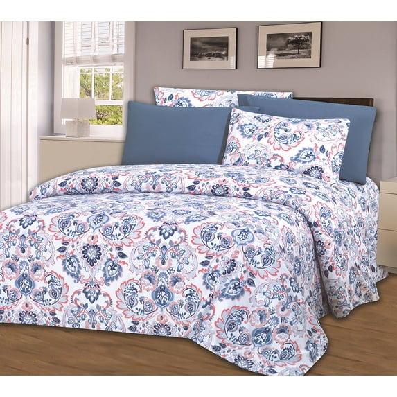 Hotel Club 1800 Super Soft 6-Piece Print Sheet Set (Queen, Damasc)