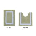 thumbnail image 1 of Better Trends 2 Piece Bathroom Rugs Set 100% Cotton Soft Water Absorbent Reversible Machine Washable Bathroom Floor Decor Toilet Base Contour Mat (17”x24”|20”x20”) Hotel Multi Collection - Sage/White, 1 of 6