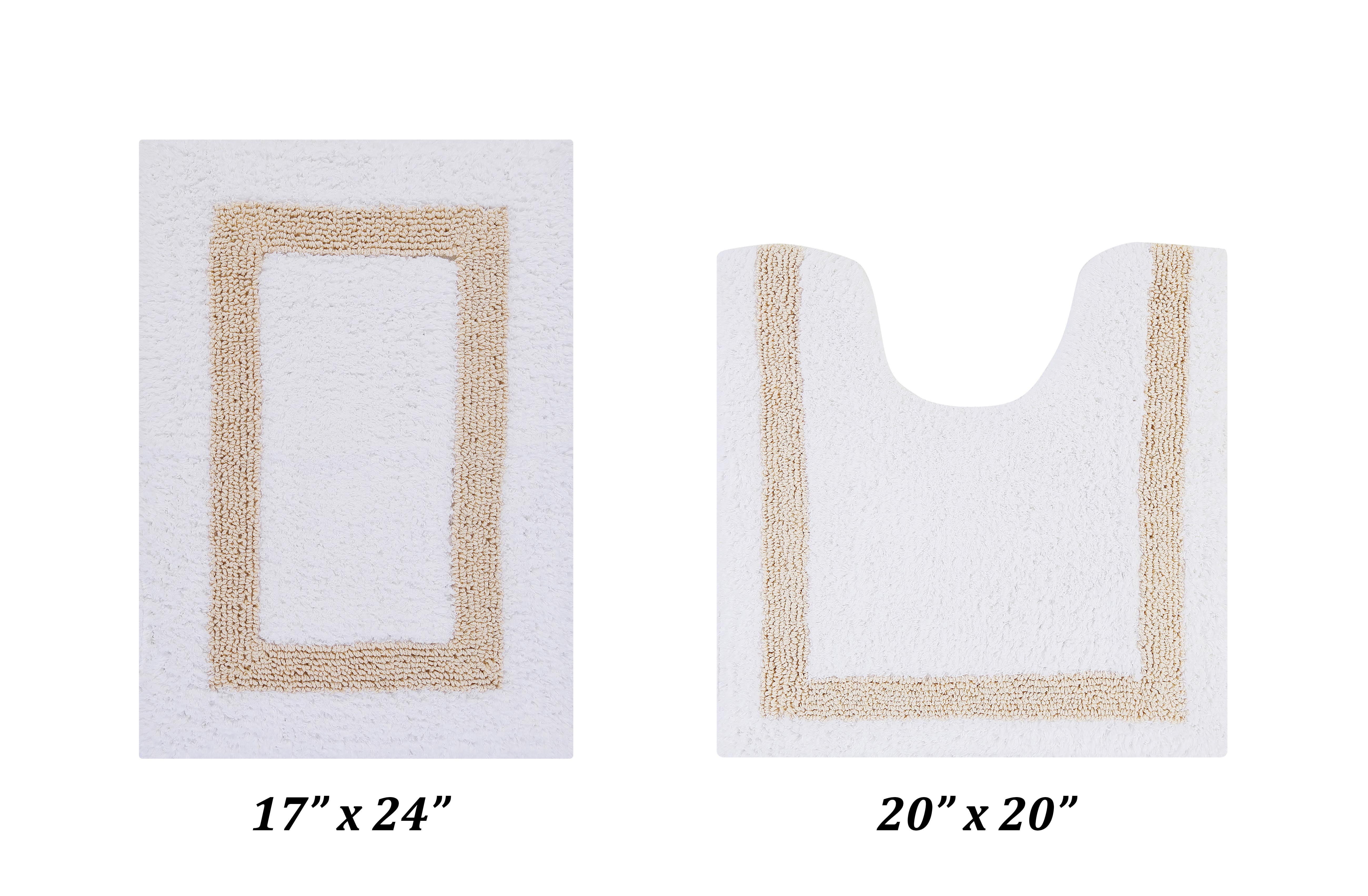White and Sand Cotton Tufted Reversible Bath Rug Set