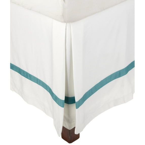Hotel Collection 100% Premium Cotton Bed Skirt, 300-Thread-Count, 15" Drop White/Turquoise / Cal King