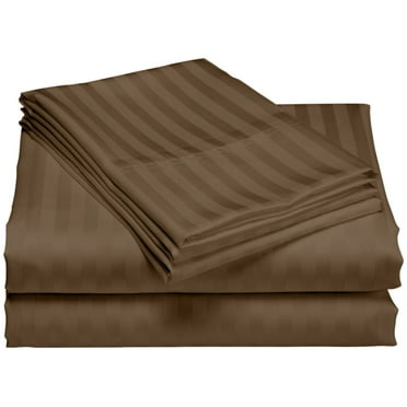 Hotel Collection 1800 Super Soft & Wrinkle Free Luxurious Stripe 4-Piece Sheet Set (Twin, Brown)