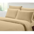 thumbnail image 1 of Hotel Collection 1800 Super Soft & Wrinkle Free Luxurious Stripe 4-Piece Sheet Set (Twin, Taupe), 1 of 2