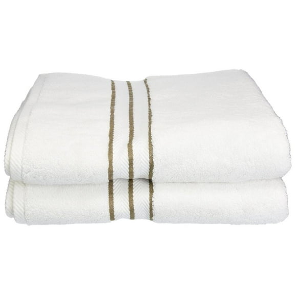 Hotel Collection 900 GSM Long Staple Combed Cotton 2-Piece Bath Towel Set White/Latte