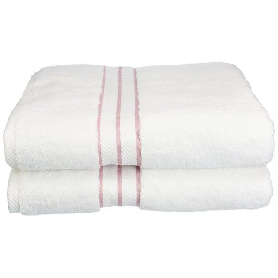 Hotel Collection 900 GSM Long Staple Combed Cotton 2-Piece Bath Towel Set White/Tea Rose