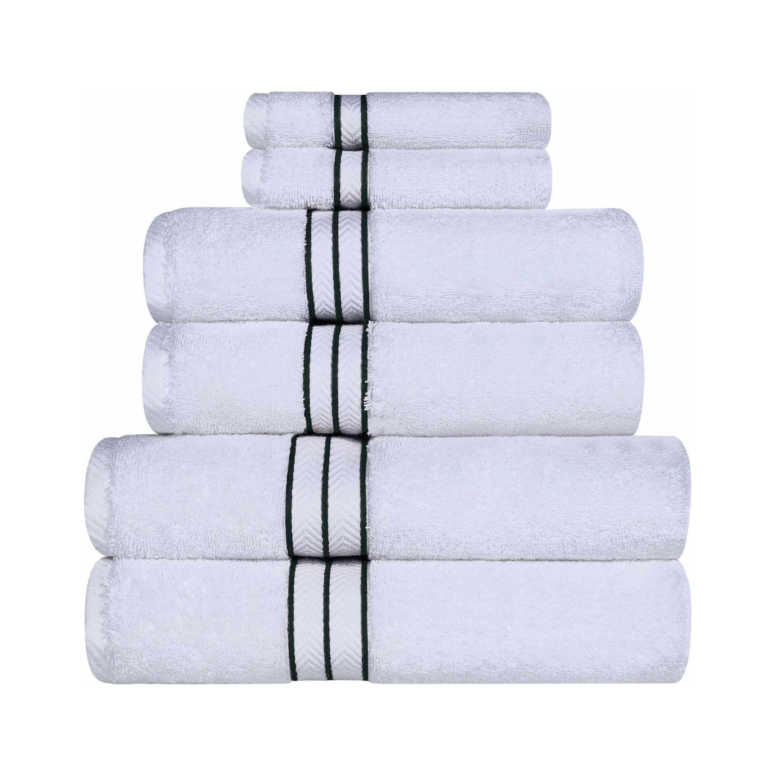 Hotel Collection 900 GSM Long Staple Combed Cotton 6-Piece Towel Set, 2 Bath, 2 Hand, 2 Face White/Choco