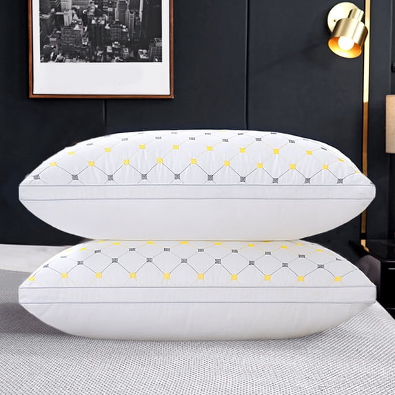 Hotel Collection Bed Pillow, 100% Cotton Cool Luxury Down Alternative Pillow for Side and Back Sleepers, Gusseted Bedding Pillow with Piping and Breathable Cover