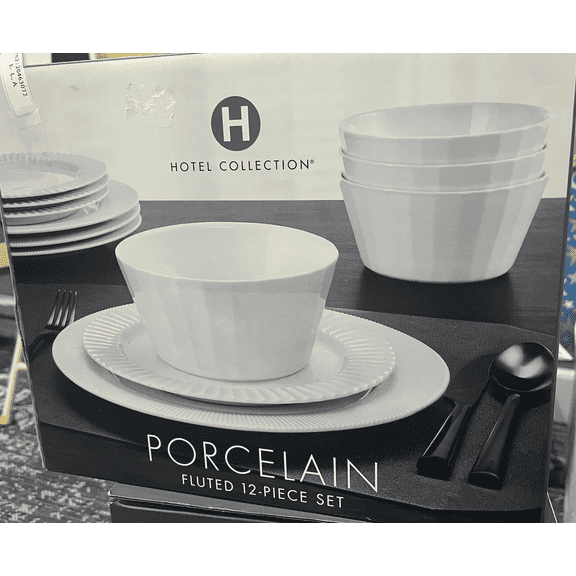 Hotel Collection Fluted 12 Pc. Dinnerware Set, Service for 4
