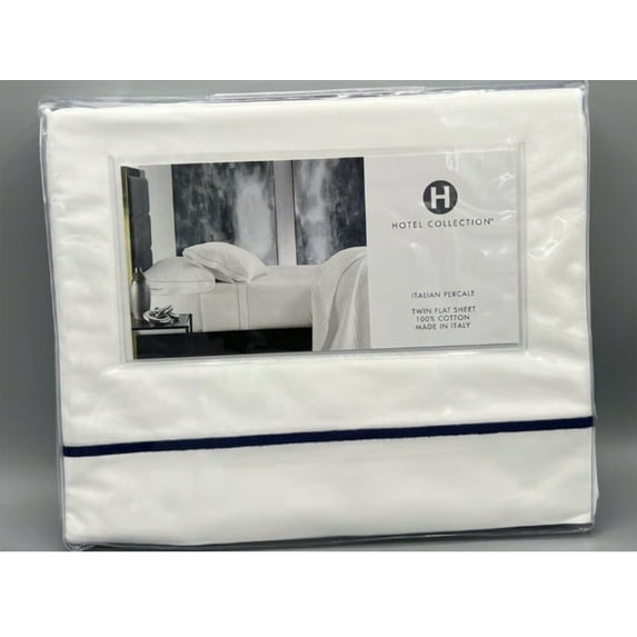 Hotel Collection Italian Percale 100% Cotton Flat Sheet, Twin, Made in Italy