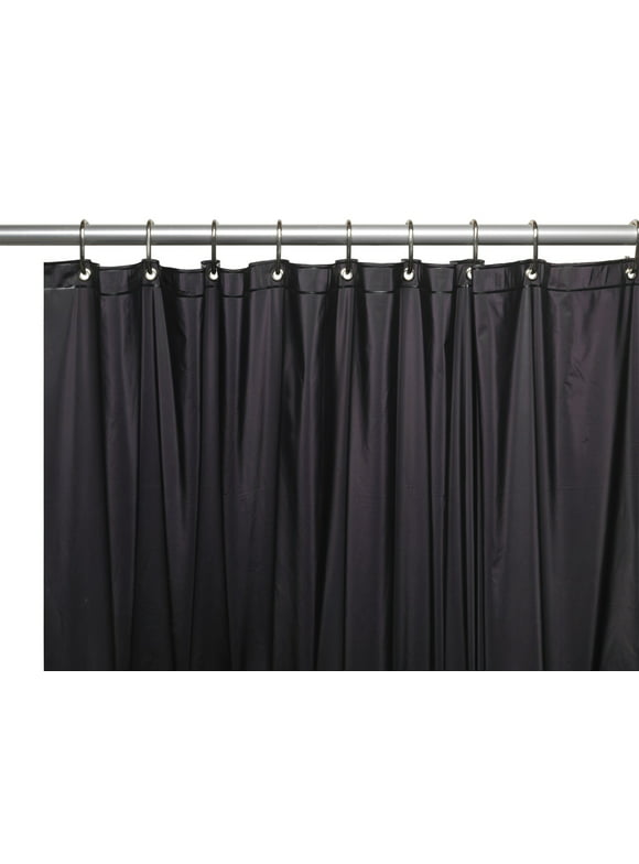 Hotel Collection Premium Heavy Duty Vinyl Shower Curtain Liner with Metal Grommets - Black