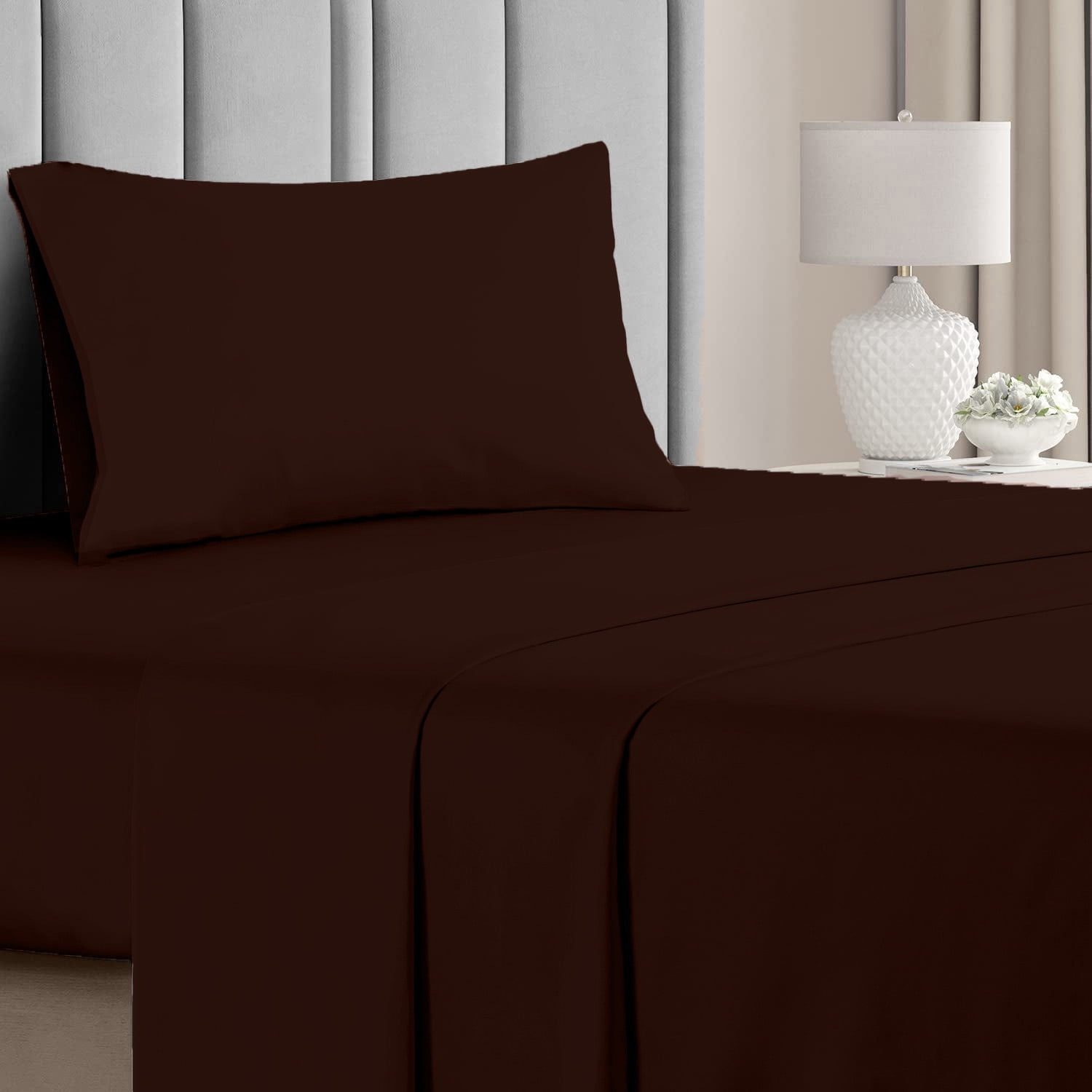 Hotel Collection Rayon Bed Sheet Set - 3 Piece, Twin, Chocolate