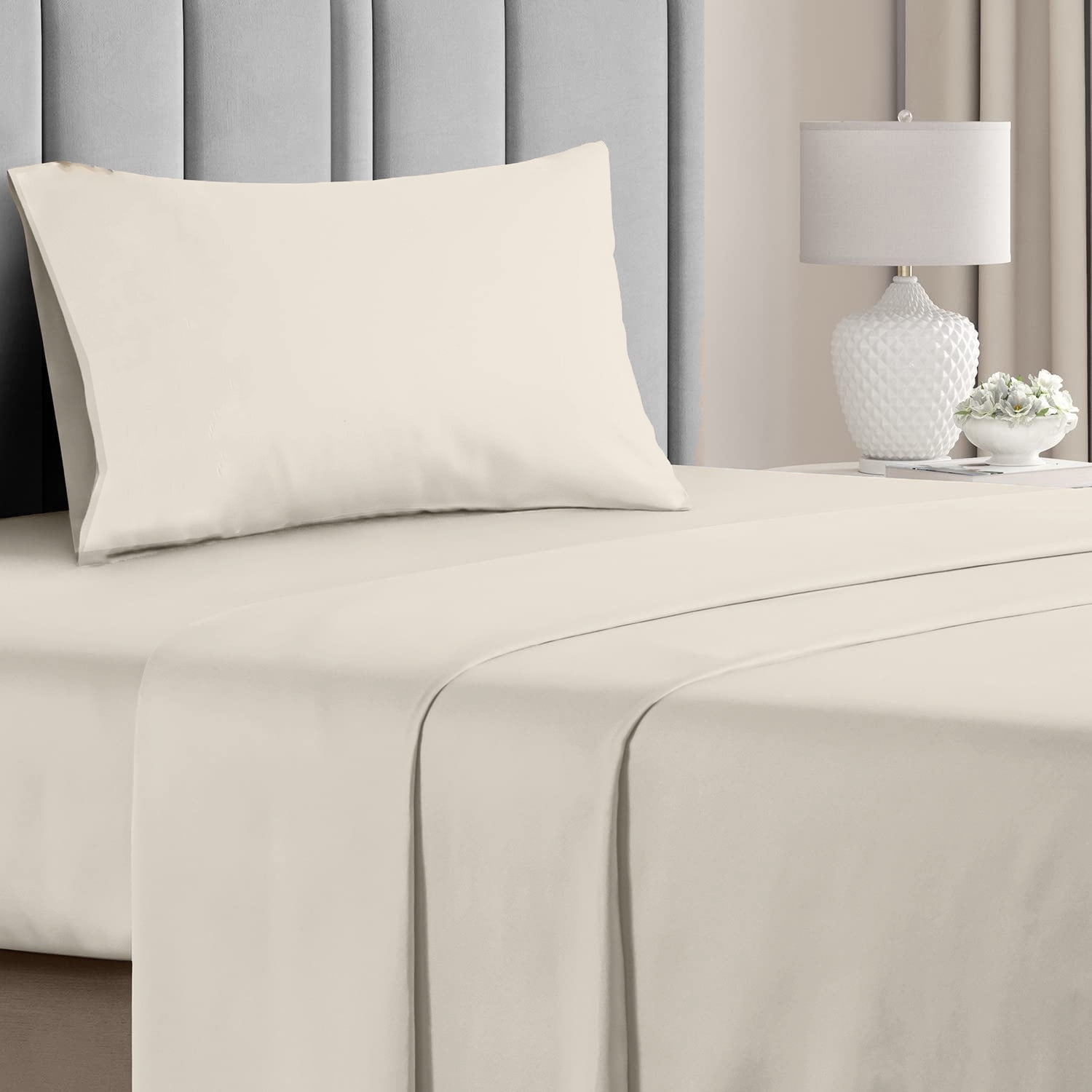 Hotel Collection Rayon Bed Sheet Set - 3 Piece, Twin, Cream