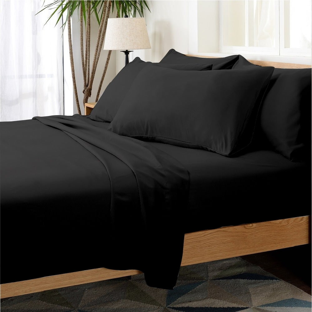 Luxurious Black Bamboo and Microfiber Full Sheet Set