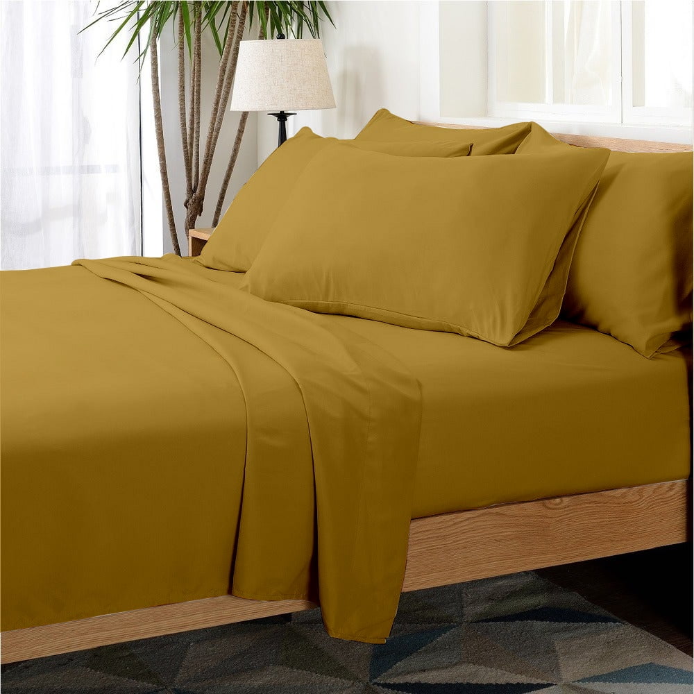 Hotel Collection Rayon derived from Bamboo Bed Sheet Set - 6 Piece, Full, Gold