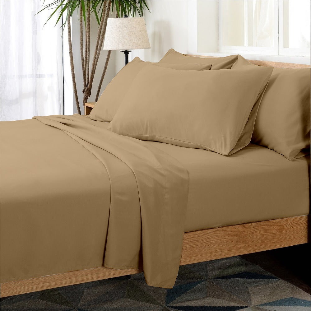 Hotel Collection Rayon derived from Bamboo Bed Sheet Set - 6 Piece, King, Khaki