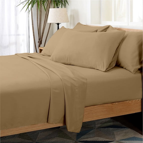 Hotel Collection Rayon derived from Bamboo Bed Sheet Set - 6 Piece, Queen, Khaki