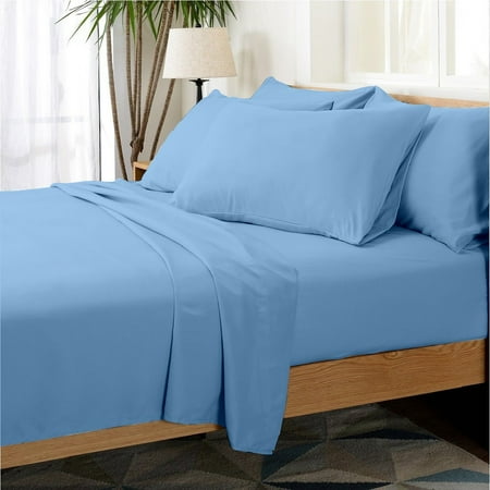 Hotel Collection Rayon derived from Bamboo Bed Sheet Set - 6 Piece, Queen, Sky Blue