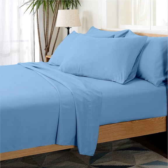 Hotel Collection Rayon derived from Bamboo Bed Sheet Set - 6 Piece, Queen, Sky Blue