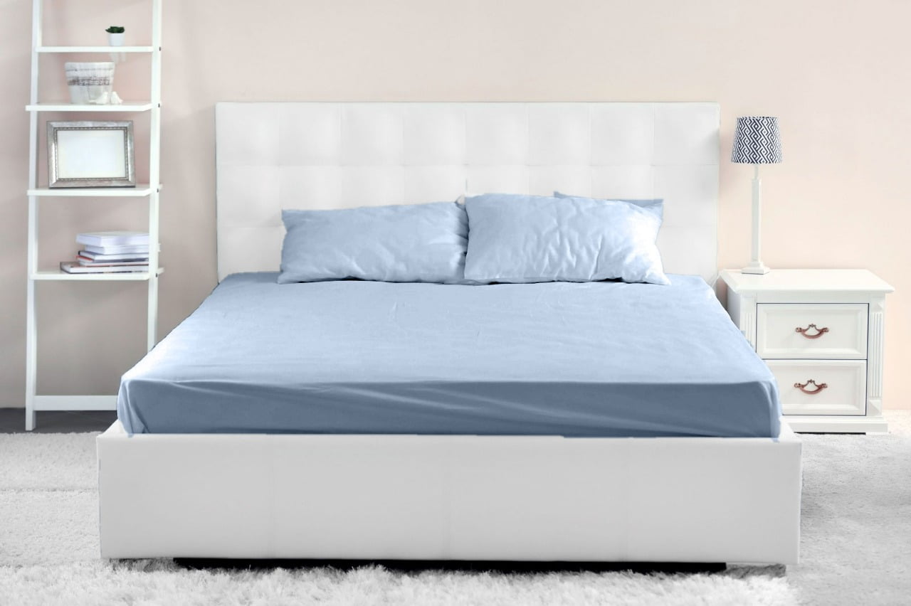 Twin Sky Blue Microfiber Deep Pocket Bed Sheet Set