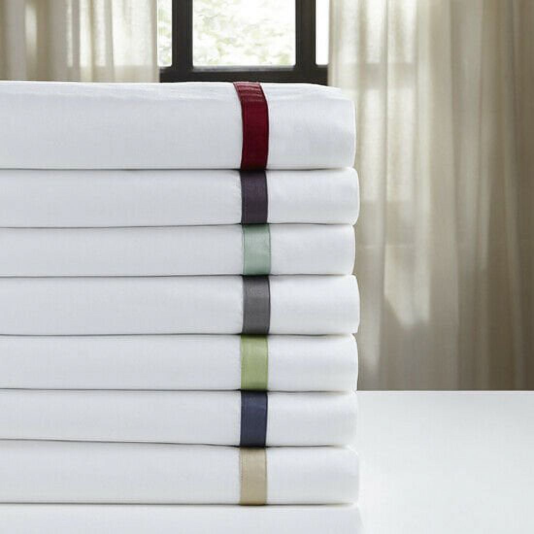 Queen White and Purple Cotton Sateen Deep Pocket Sheet Set