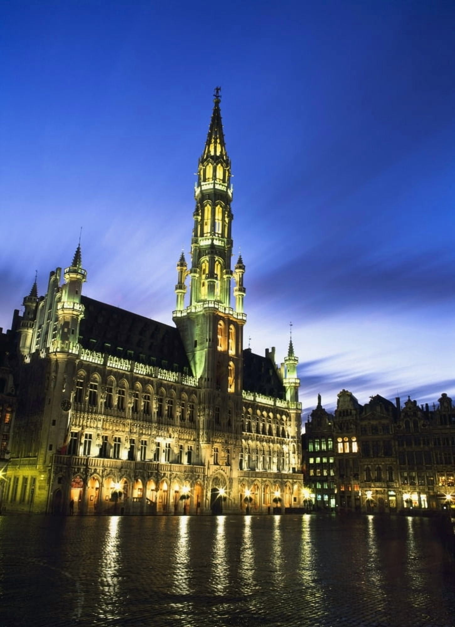 Hotel De Ville And Grand Place Canvas Art - Ellen Rooney Design Pics (13 x 18)