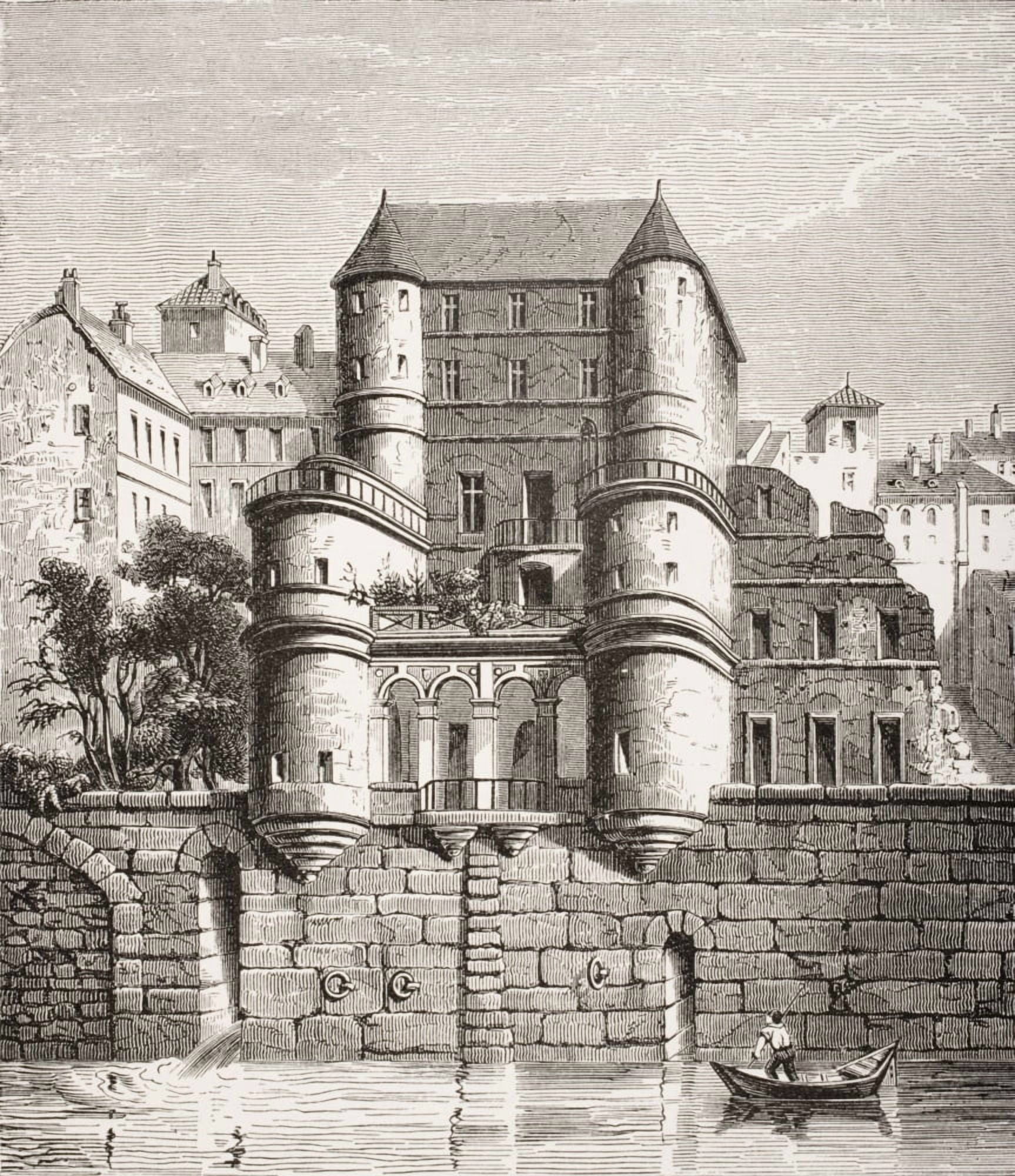 Hotel Des Ursins Paris France Built In 14Th Century In 16Th And Now Destroyed 19Th Century Reproduction Of Earlier Work Canvas Art - Ken Welsh Design Pics (14 x 16)