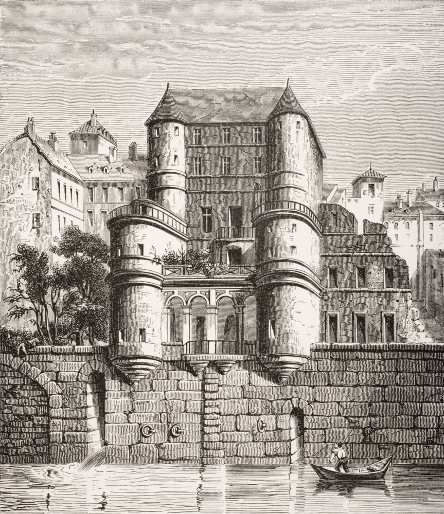 Hotel Des Ursins Paris France Built In 14Th Century In 16Th And Now Destroyed 19Th Century Reproduction Of Earlier Work Canvas Art - Ken Welsh Design Pics (28 x 32)