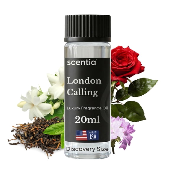 Scentia London Calling Fragrance Oil for Diffusers Fresh White Tea & Lime Home Scent with Peony, Jasmine & Cedarwood Diffuser Oil for Ultrasonic, Cold Air & Waterless Diffusers 20 ml (0.67 fl oz