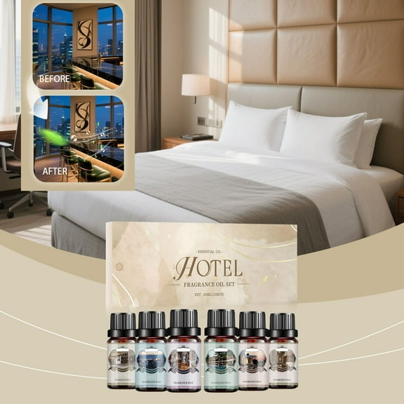 Hotel Diffuser Oils Gift Set - 6x10ML Luxury Fragrance Oil Blend, Hotel Scent Essential Oils Set for Diffuser, Candle, Soap Making Scents