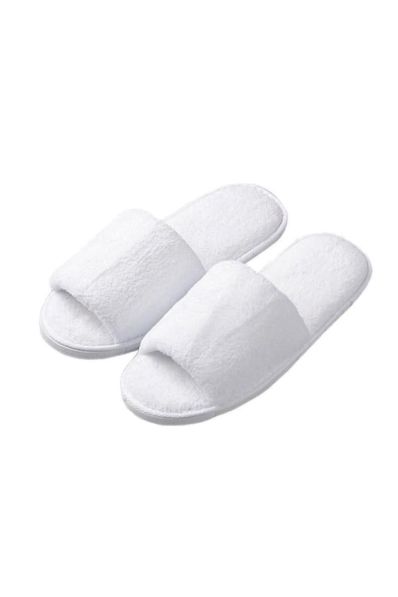 Hotel Disposable Slippers Hotel Wedding Guest Slipper Open Toe Towelling Disposable Shoes White Breathable Terry Soft Style L6Y7