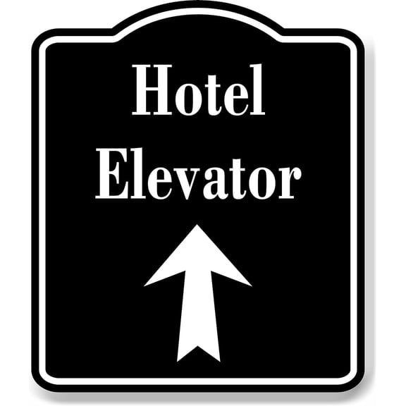 Hotel Elevator Up Arrow BLACK Aluminum Composite Sign, 8.5"x10"