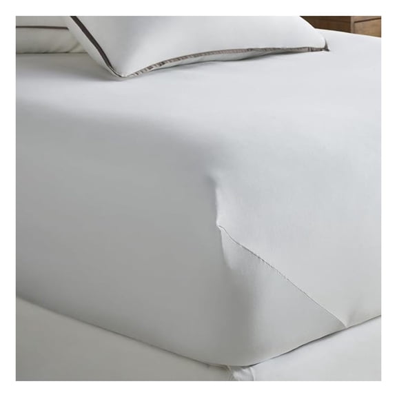 Hotel Fitted Sheet Full - 300 Thread Count Cotton Lyocell Blend - Soft Breathable White - Deep Pocket 15 Inch